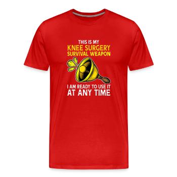 Kniechirurgie Überlebenswaffe Biene Knie Erholung - Männer Premium Bio T-Shirt - Rot - Vorne - Damien (186cm)