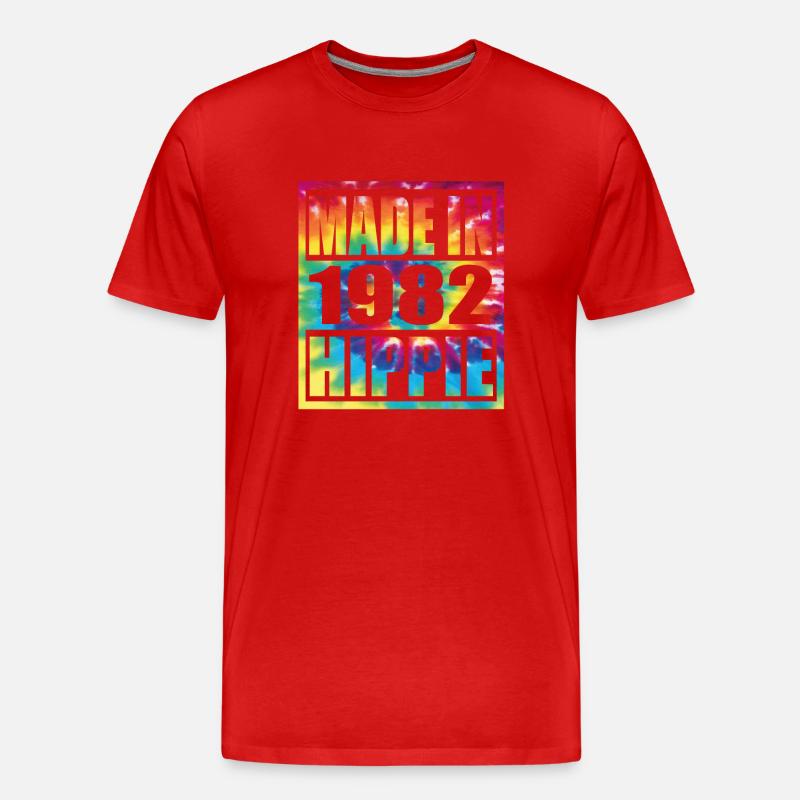 Hippie Birthday 1982 - Männer Premium Bio T-Shirt - Rot