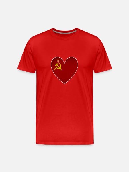 Soviet Union Flag Heart Russia - Men's Premium Organic T-Shirt - red