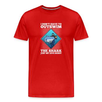 I don't have to outswim the shark, just my dive bu - Men's Premium Organic T-Shirt - red - Front - Damien (186cm)