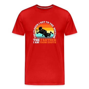 Plus je me rapproche du fond, plus je suis loin fr - T-shirt bio Premium Homme - rouge - Devant - Damien (186cm)