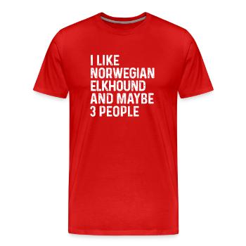 J’aime l’Elkhound norvégien et peut-être 3 personnes Chien - T-shirt bio Premium Homme - rouge - Devant - Damien (186cm)