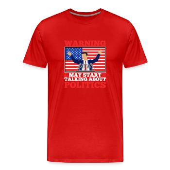 L’avertissement peut commencer à parler de politique - T-shirt bio Premium Homme - rouge - Devant - Damien (186cm)