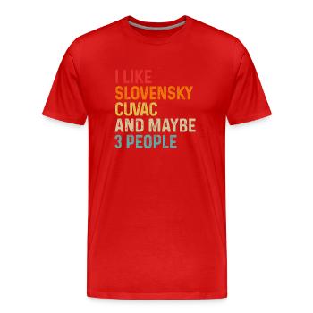 J’aime Slovensky Cuvac et peut-être 3 personnes chien - T-shirt bio Premium Homme - rouge - Devant - Damien (186cm)