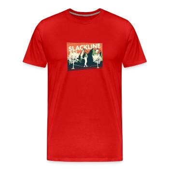 Slackline, Balance Sport - Men's Premium Organic T-Shirt - red - Front - Damien (186cm)