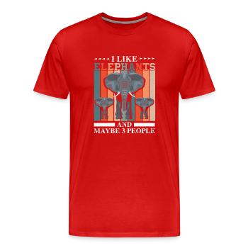 J’aime les éléphants et peut-être 3 personnes gardien de zoo - T-shirt bio Premium Homme - rouge - Devant - Damien (186cm)