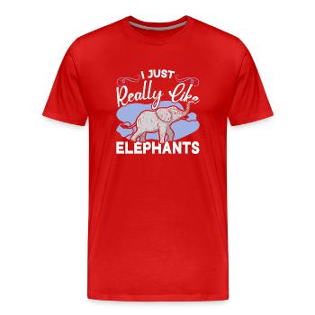 I just really like elephants animal safari - Men's Premium Organic T-Shirt - red - Front - Damien (186cm)