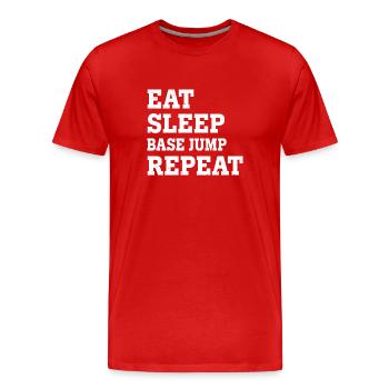 MANGE DORMIR BASE JUMP RÉPÉTER DRÔLE SARCASTIQUE - T-shirt bio Premium Homme - rouge - Devant - Damien (186cm)
