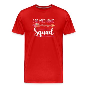 Groupe de mécaniciens automobiles - T-shirt bio Premium Homme - rouge - Devant - Damien (186cm)