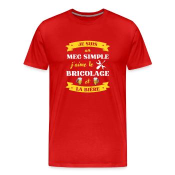 mec simple bricolage biere humour bricoleur cadeau - T-shirt bio Premium Homme - rouge - Devant - Damien (186cm)