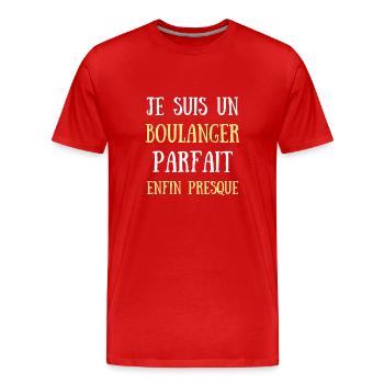 boulanger parfait humour boulangerie homme cadeau - T-shirt bio Premium Homme - rouge - Devant - Damien (186cm)