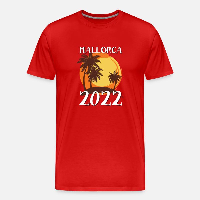 Mallorca 2022 Palmen - Männer Premium Bio T-Shirt - Rot