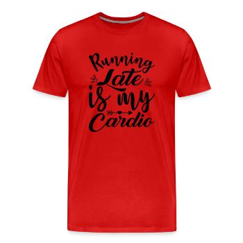 Courir en retard est mon Cardio - T-shirt bio Premium Homme - rouge - Devant - Damien (186cm)