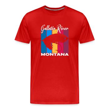 Gallatin River Montana Pêche à la mouche - T-shirt bio Premium Homme - rouge - Devant - Damien (186cm)