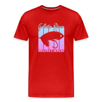 Gallatin River Montana Pêche à la mouche - T-shirt bio Premium Homme - rouge - Devant - Damien (186cm)