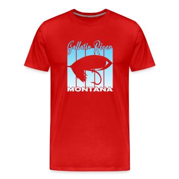 Gallatin River Montana Pêche à la mouche - T-shirt bio Premium Homme - rouge - Devant - Damien (186cm)