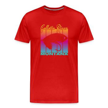 Gallatin River Montana Pêche à la mouche - T-shirt bio Premium Homme - rouge - Devant - Damien (186cm)