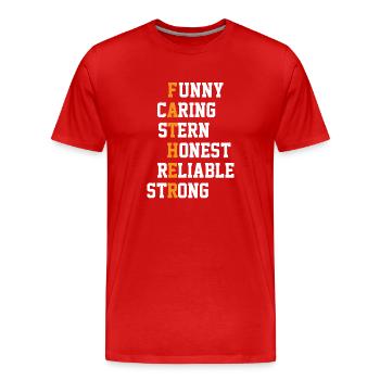 Funny Caring Stern Honest Dad Joke - Men's Premium Organic T-Shirt - red - Front - Damien (186cm)