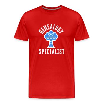 Genealogist Family Historian Genealogy Genealogist - Men's Premium Organic T-Shirt - red - Front - Damien (186cm)