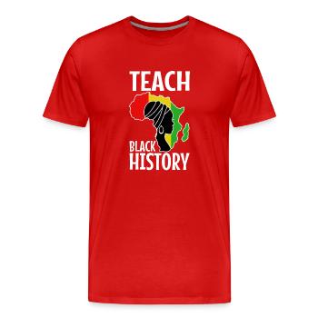 Teach Black History - Männer Premium Bio T-Shirt - Rot - Vorne - Damien (186cm)