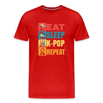 Eat Sleep K-Pop Repeat Korean Music South Korea - Men's Premium Organic T-Shirt - red - Front - Damien (186cm)