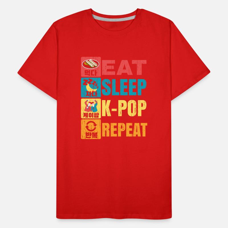 Eat Sleep K-Pop Répéter la musique coréenne Corée du Sud T-shirt bio Premium Homme