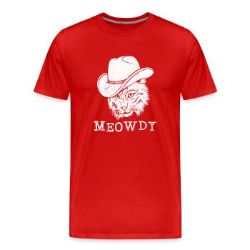 Meowdy Western Country Music Cowboy - Männer Premium Bio T-Shirt - Rot - Vorne - Damien (186cm)
