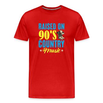 Raised On 90's Country Music Cowboy - Männer Premium Bio T-Shirt - Rot - Vorne - Damien (186cm)