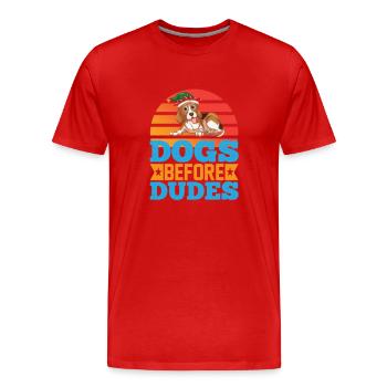 dogs before dudes - Männer Premium Bio T-Shirt - Rot - Vorne - Damien (186cm)