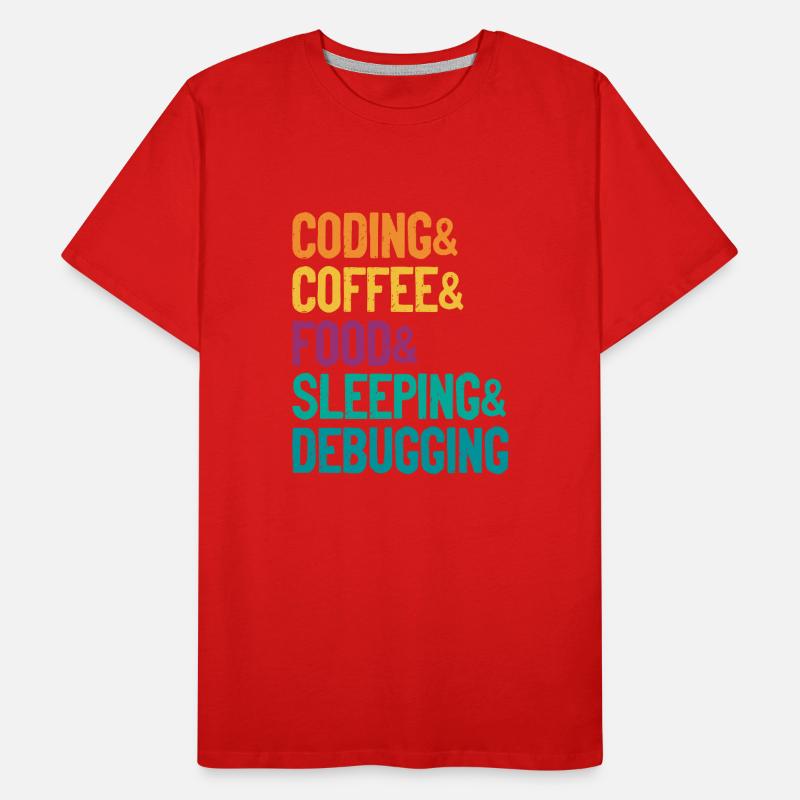 Coding Coffee Food Sleeping Debbuging Programmer C Männer Premium Bio T-Shirt