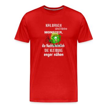 Kalorien sind kleine Monster - Männer Premium Bio T-Shirt - Rot - Vorne - Damien (186cm)