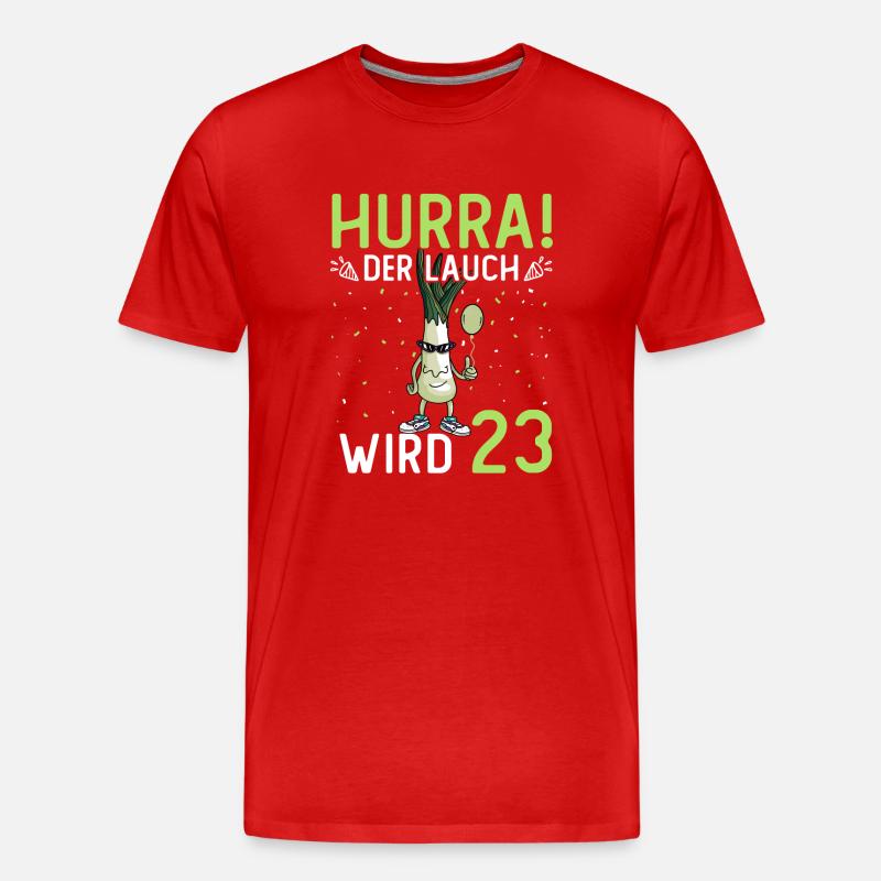Hurra der Lauch wird 23 - Männer Premium Bio T-Shirt - Rot