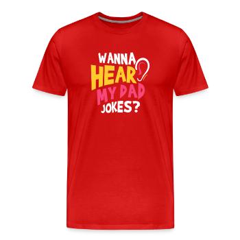 Papa Blague Papa Blague Blague Père - T-shirt bio Premium Homme - rouge - Devant - Damien (186cm)