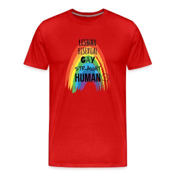 WE ARE ALL HUMANS - Männer Premium Bio T-Shirt - Rot - Vorne - Damien (186cm)