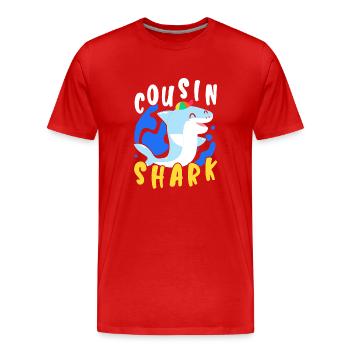 Cousin Shark Lover Marine Biology Marine Animal - Men's Premium Organic T-Shirt - red - Front - Damien (186cm)