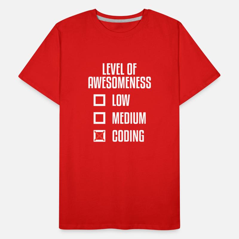 Level Of Awesomeness Low Medium Coding Programming Männer Premium Bio T-Shirt