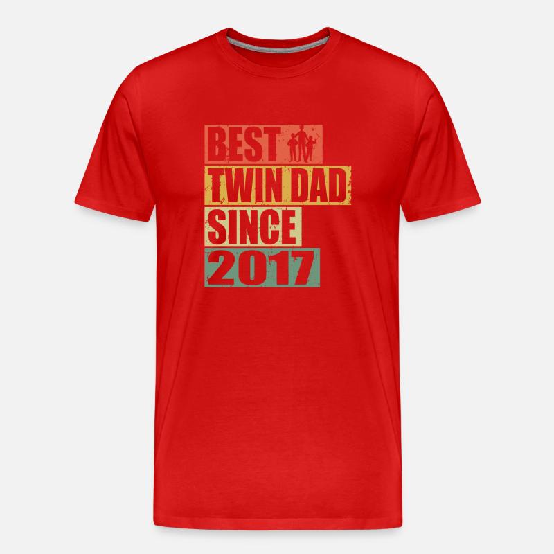 Zwillinge Vater Zwillingsvater seit 2017 - Männer Premium Bio T-Shirt - Rot