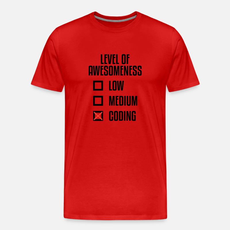 Level Of Awesomeness Low Medium Coding Programming - Männer Premium Bio T-Shirt - Rot