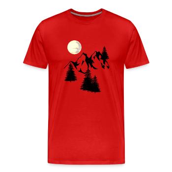Montagnes Moon Peak Épicéa Nombril Arbre Sapin Naturel - T-shirt bio Premium Homme - rouge - Devant - Damien (186cm)
