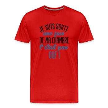 Je suis sorti de ma chambre cadeau ado gamer geek - T-shirt bio Premium Homme - rouge - Devant - Damien (186cm)