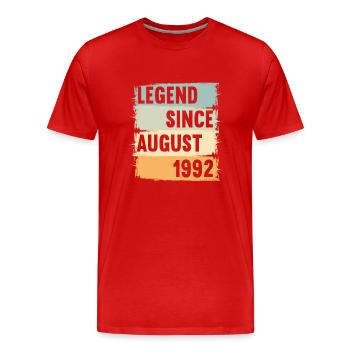 Geboren August 1992 30 Jahre 30er 30.Geburtstag - Männer Premium Bio T-Shirt - Rot - Vorne - Damien (186cm)