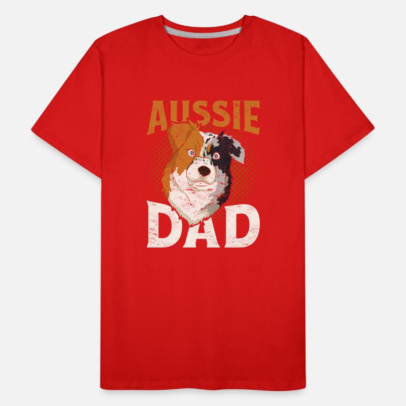 Aussie Papa Hunde Geschenk Australian Shepherd Männer Premium Bio T-Shirt
