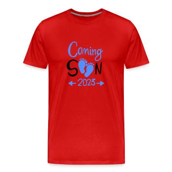 Coming Soon 2023 Baby Schwangerschaft - Männer Premium Bio T-Shirt - Rot - Vorne - Damien (186cm)