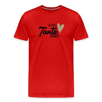 Tante 2023 - Werdende Tante - Tante werden - Männer Premium Bio T-Shirt - Rot - Vorne - Damien (186cm)