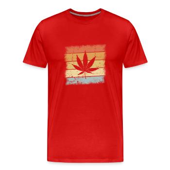 Cannabis Retro - Männer Premium Bio T-Shirt - Rot - Vorne - Damien (186cm)