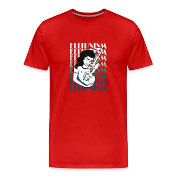 Ellipsismus Frau Pfanne Ellipsismus Frau Pfanne Ge - Männer Premium Bio T-Shirt - Rot - Vorne - Damien (186cm)