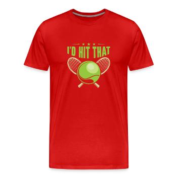 Joueur de tennis Raquette de tennis Balle de tennis - T-shirt bio Premium Homme - rouge - Devant - Damien (186cm)