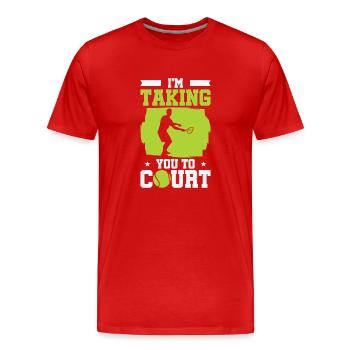 Joueur de tennis Raquette de tennis Balle de tennis - T-shirt bio Premium Homme - rouge - Devant - Damien (186cm)