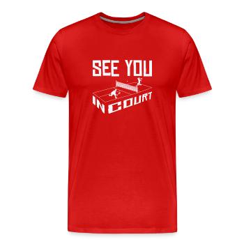 Joueur de tennis Raquette de tennis Balle de tennis - T-shirt bio Premium Homme - rouge - Devant - Damien (186cm)