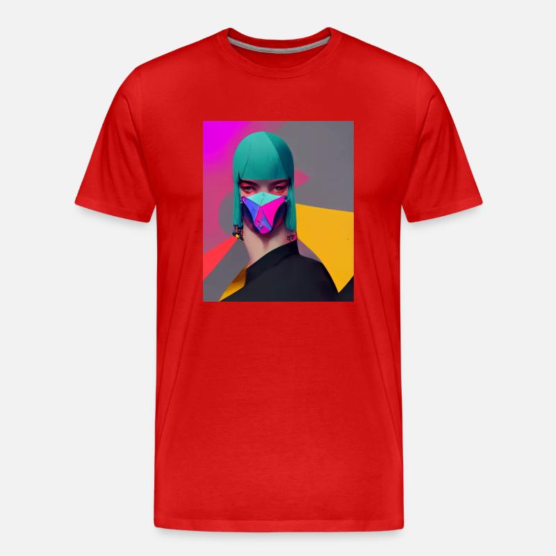 Frau mit Maske - Männer Premium Bio T-Shirt - Rot